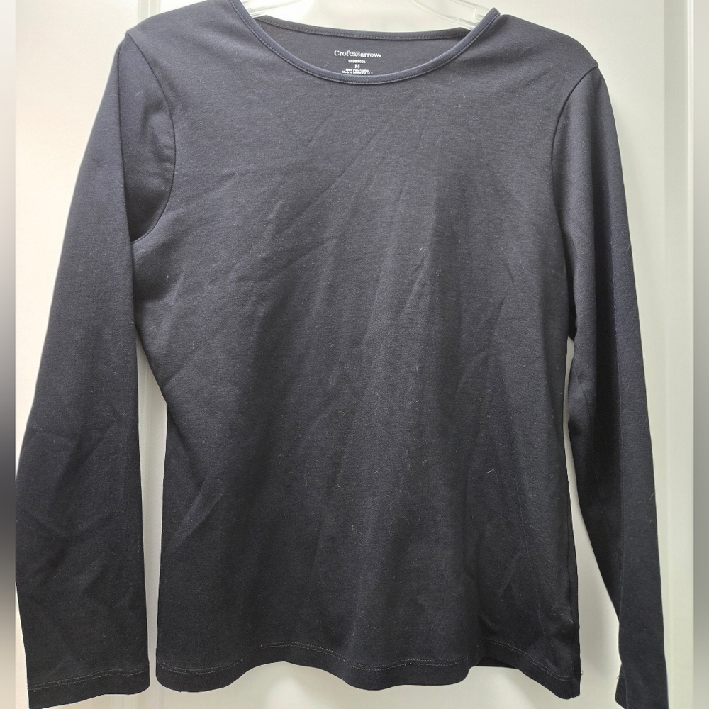 Croft&Barrow Women's Medium 100% Pima Cotton Black Long Sleeve Tee